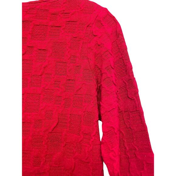 Cut Loose Long Sleeve Textured Knit Top Shirt Women Size‎ Small Red Funky Unique - Picture 6 of 7